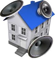 house with speakers